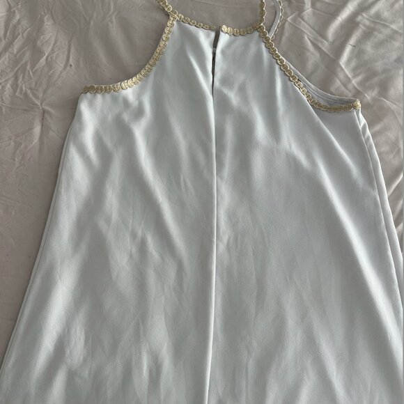Lilly Pulitzer White Shift Dress with Gold Embellishment Size 8 - Picture 3 of 4